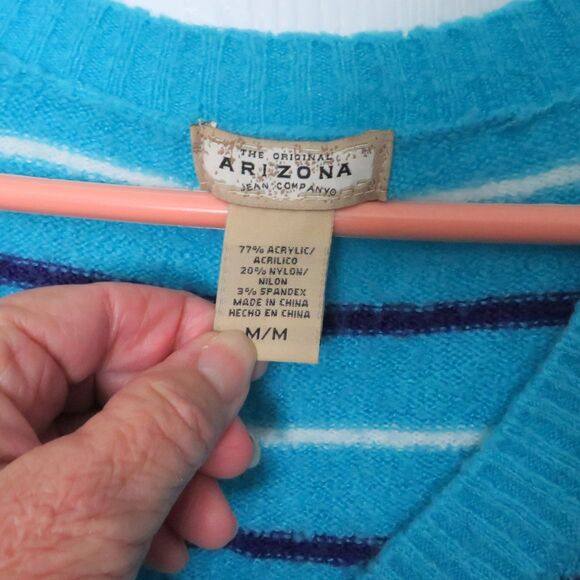 Arizona Jean Company Sweater Women's M, V-Neck, Blue, Pullover, Cuffed Sleeves - Picture 2 of 5